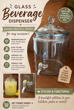Beverage Dispenser with Lid & Spigot glass