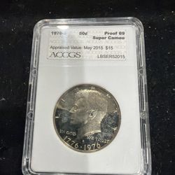 1976 S Gem Proof Kennedy Half Dollar Graded At PR69 6-9