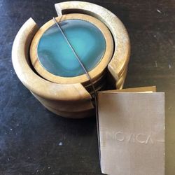Novica Green Agate Coaster set