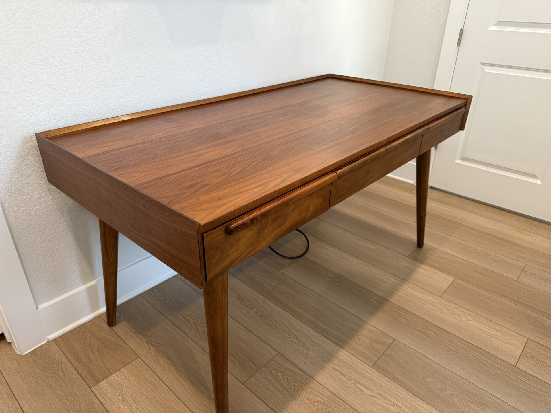 Tate 60” Walnut desk w/ outlet (Like New Condition)