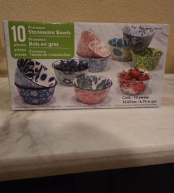 Provence Stoneware Bowls - 10-Piece Set (New)