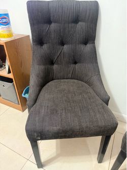 Set of 4 Tufted Dining Chairs – Dark Gray Upholstered Chairs