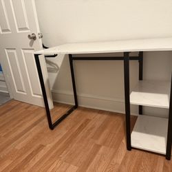 White Desk With Shelves 