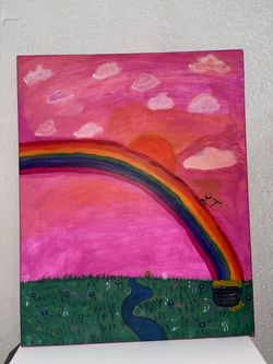 Original Acrylic Rainbow Painting on Canvas