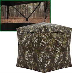 Barronett Blinds® Overwatch, Portable Hunting Blind, View-Through Mesh, Silent Shooting Windows, Crater™ Harvest, 75” x 88” x 88”
