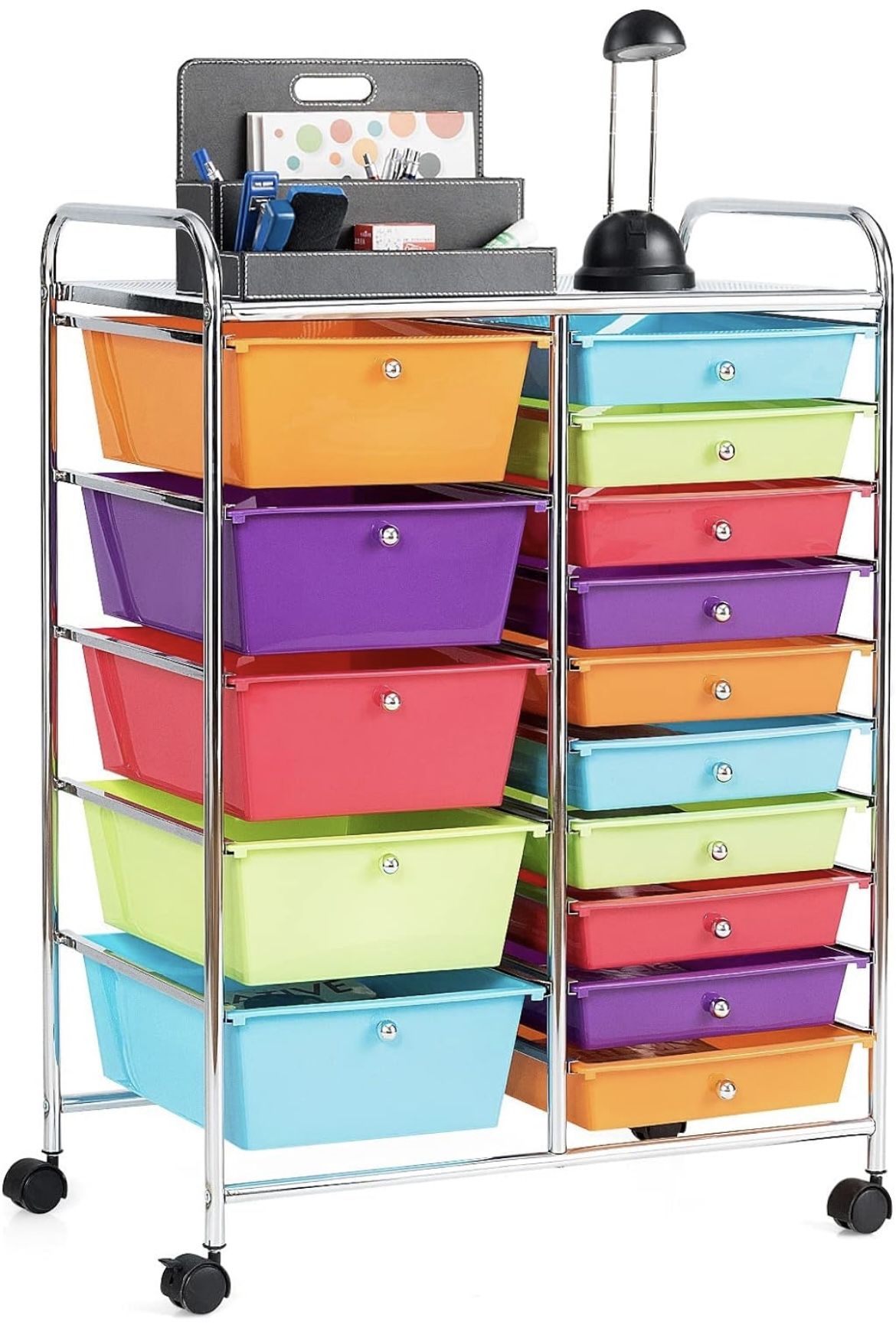 15 Drawer Rolling Storage Cart, Mobile Multicolor For Sale $39.00 50%+ OFF Retail $79.99 NEW IN BOX