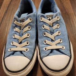 Little Girls Sz 2 Light Blue Converse Chuck Taylor All Star Rave Slip-On Shoes, VERY Gently Worn