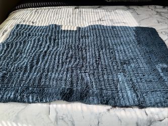 Blue Textured Bath Rug Threshold 20x34