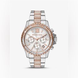 NWT Michael Kors Oversized Everest Pavé Two-Tone Watch