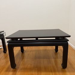 2 Black Solid Wood Coffee Tables/TV Stands