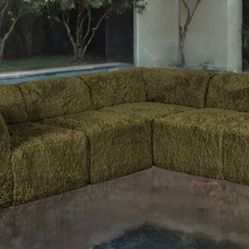Brand New Olive Green Super Plush Compressed Foam Modular Design Sectional Sofa 