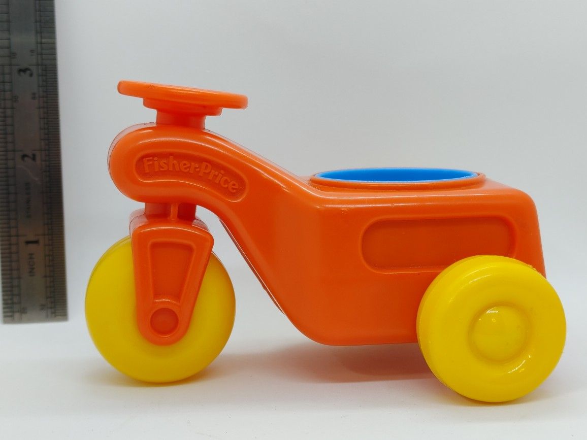 Vintage 1984 Fisher Price Tractor Tricycle Trike Little People Chunky Orange Car