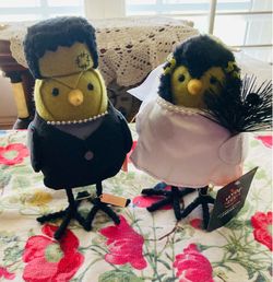 The Bride & Frankenstein Partridge Stuffed Figures