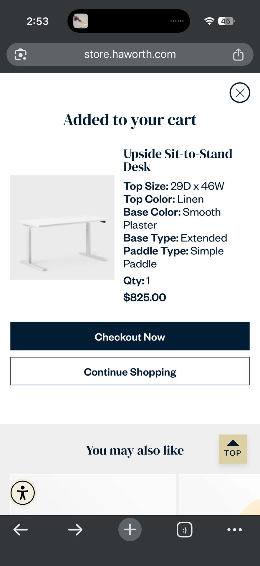 Haworth Upside Sit Stand Desk