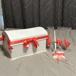 Elegant Quinceanera Card Box / Elegant Pen Holder / Toast Cups 