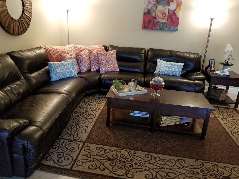 Sectional leather couch