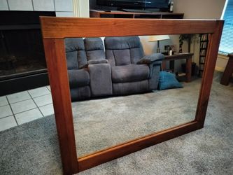 Large Wood-Framed Mirror
