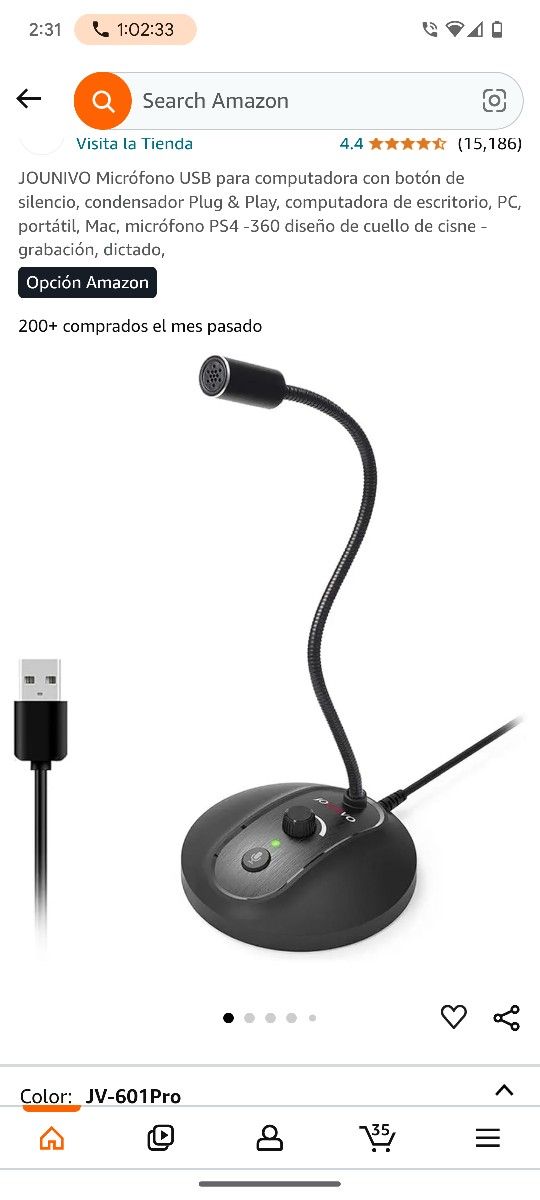 JOUNIVO USB Computer Microphone with Mute Button, Plug & Play Condenser, Desktop Computer, PC, Laptop, Mac, PS4 Microphone -360 Gooseneck Design - Rec