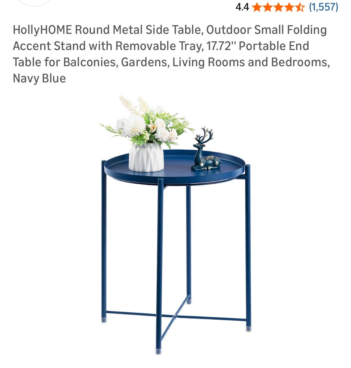Navy Circular Metal Low Table
