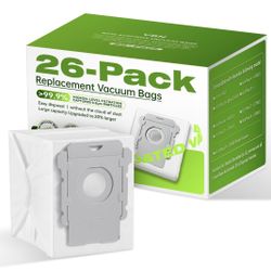 VBN 26 Pack Vacuum Bags For IRobot Roomba I & S & J Series Clean Base, Fit I3 I3+ I4 I4+ I5 I5+ I6 I6+ I7 I7+ I8 I8+ J7 J7+ S9 S9+, Automatic Dirt Dis