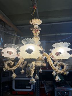 Italian Capodimonte Fishbowl Porcelain Chandelier 