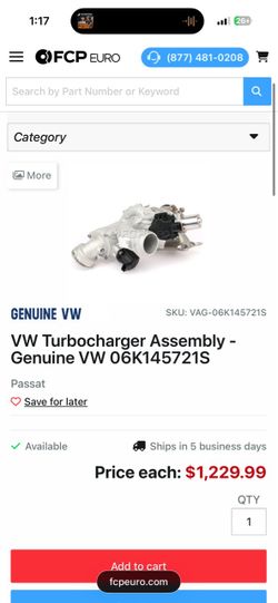2021-2022 VW Passat Turbo OEM