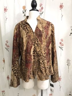 Requirements Leopard Paisley Zip Jacket XL New with Tags