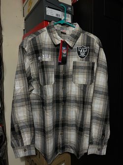 Raiders Flannel Button Long Sleeve Shirt Mens Large