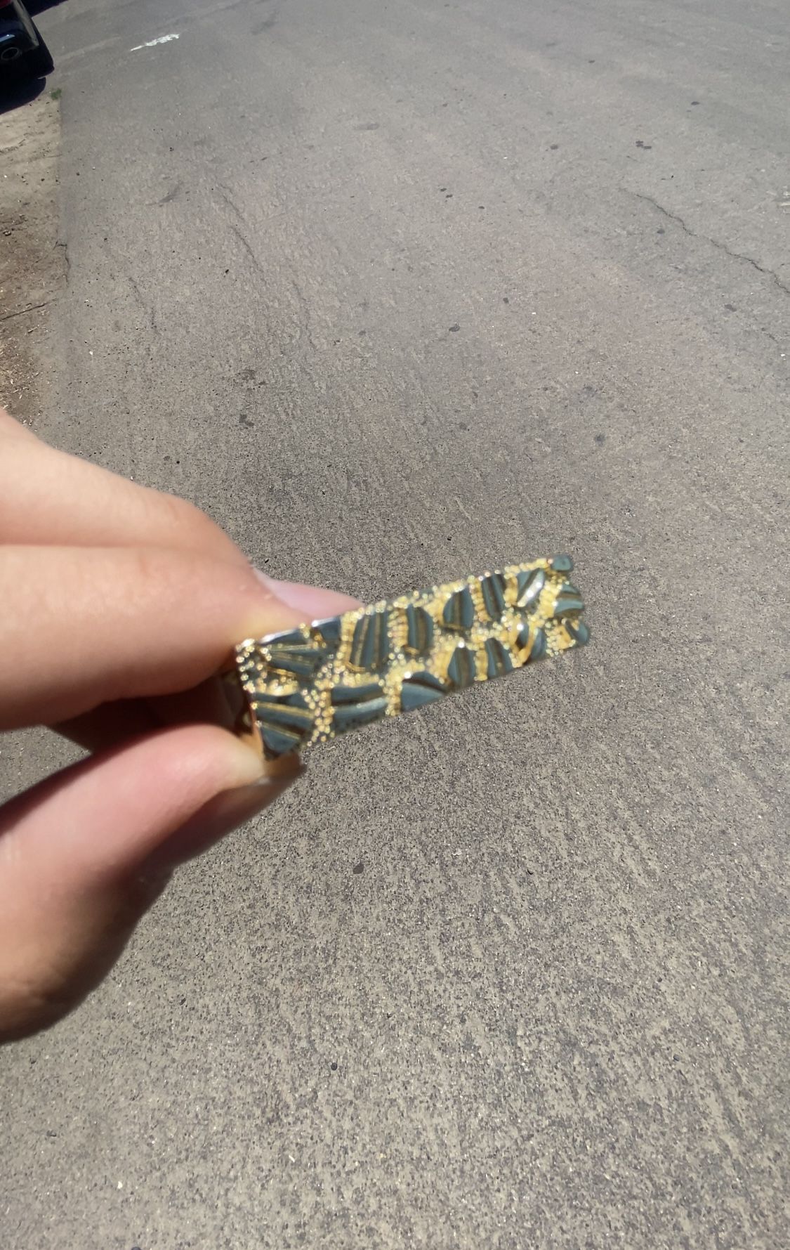 Gold Plated 18k Stainless Steel Double Nugget Ring