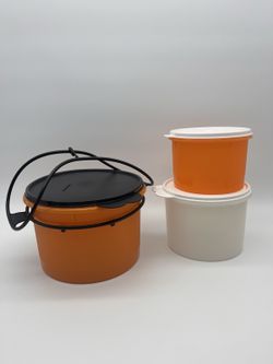 3-Piece Orange & White Storage Canister Set with Lids