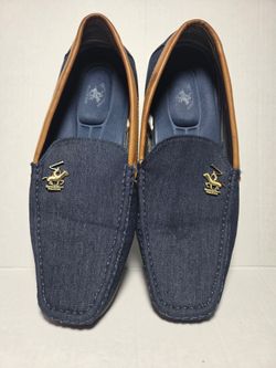 Beverly Hills Polo Club Men's Blue Denim Slip-On Loafer, Square Toe