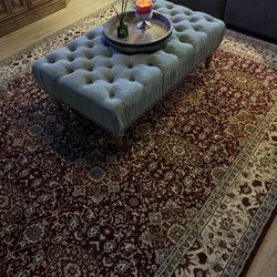 Tufted Turquoise Ottoman/ Coffee Table 