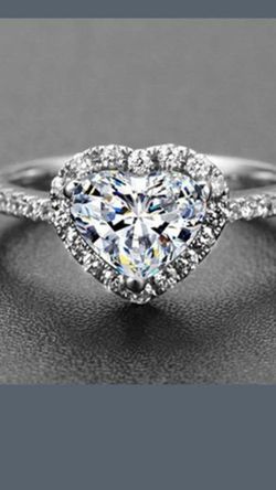 Beautiful lady's sterling silver cubic zirconia heart ring, Sizes 7,8.9