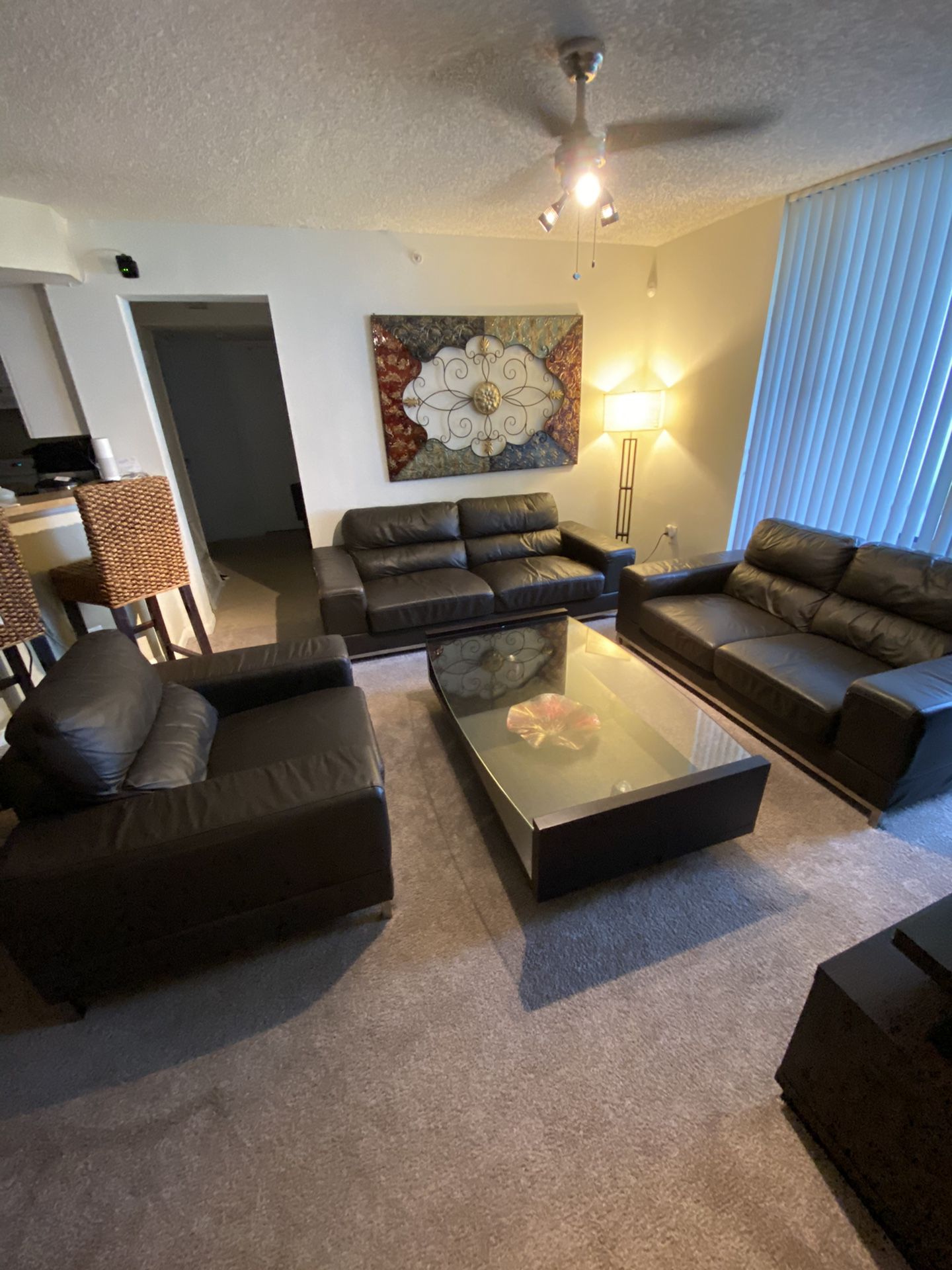 Leather sofa living room set