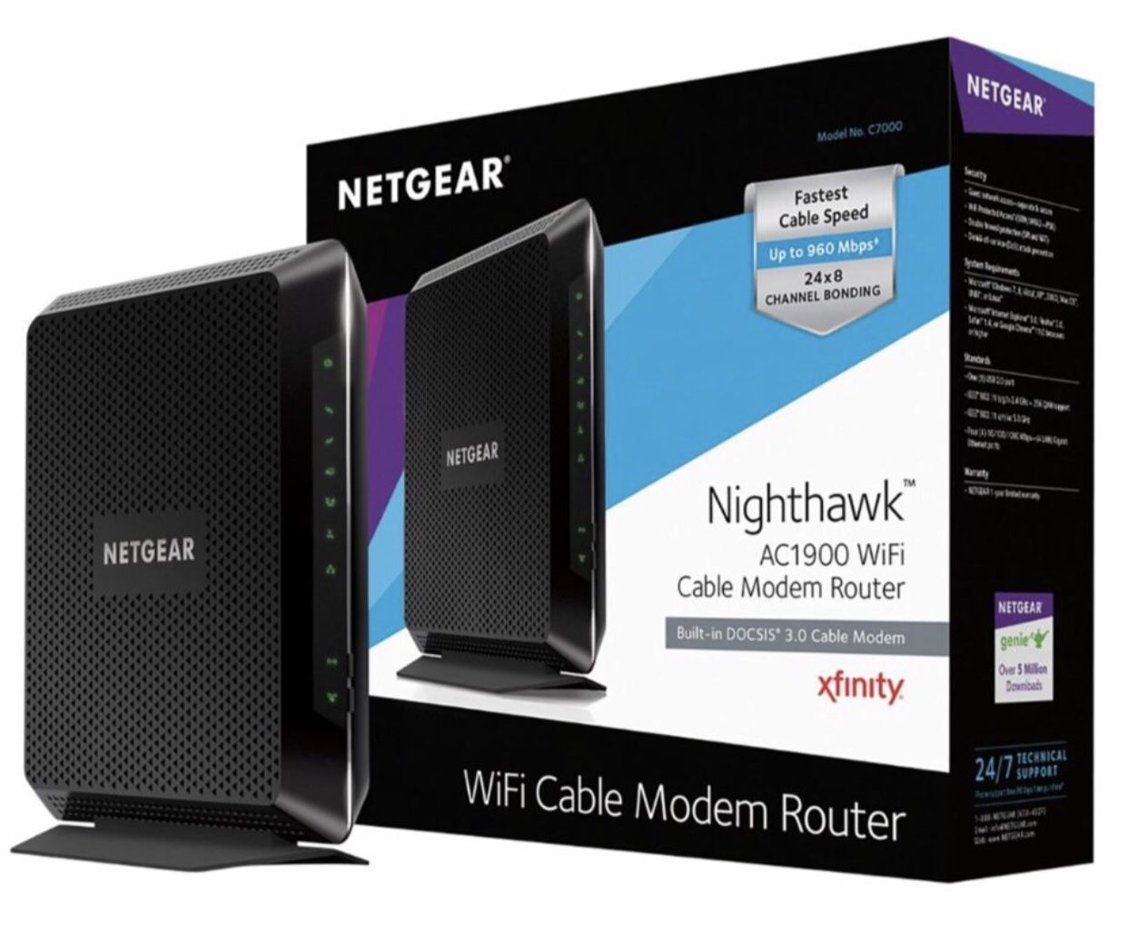 NETGEAR Nighthawk Cable Modem Router Model C7000v2