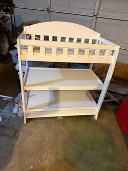 White Wooden Baby Changing Table w/ Pad