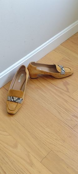 THE FOLD London Women's Pumps IT 40 US 9 wheat  Nubuck Snakeskin Accent Italy