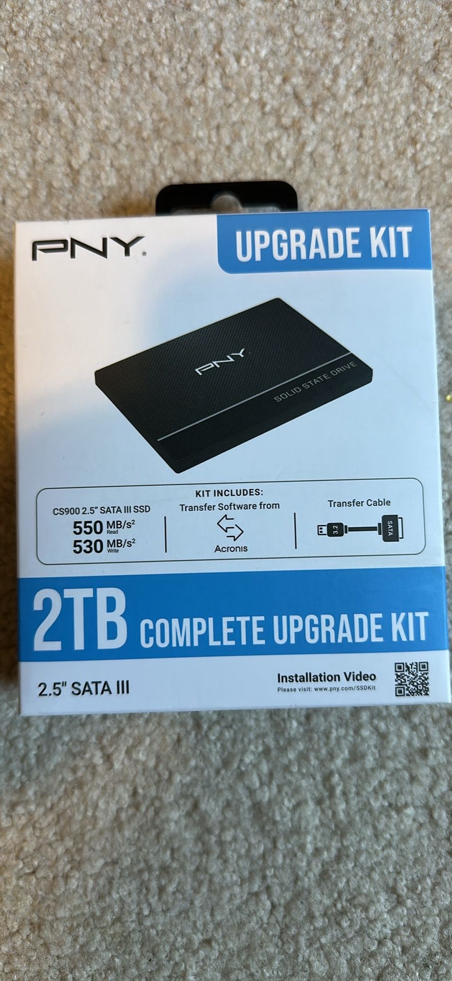 PNY 2.5" Upgrade Kit 2TB SATA III SSD SSD7CS900-2TBKIT-RB New Sealed