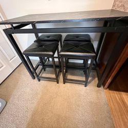 5 Piece Bar Table Set, Kitchen Counter Height Table with 4 Stools