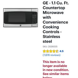 GE - 1.1 Cu. Ft. Countertop Microwave with Convenience Cooking Controls - Stainless steel