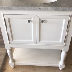 White Farm House Vanity 30 Inches With Mirror No Faucet 