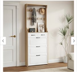 Entryway Hall Tree with Shoe Cabinet