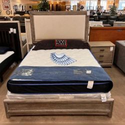 5 PCS Upholstered Bedroom Set Queen or King Bed Dresser Nightstand Mirror and Chest Millie 