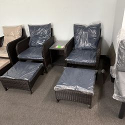 No Assemble Require!! New 5 Pieces Outdoor Patio Wicker Patio Furniture Lounge Chaise Sofa Set
