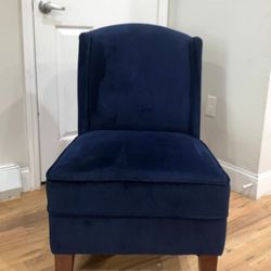 2 Navy Blue Chairs with Wooden Legs