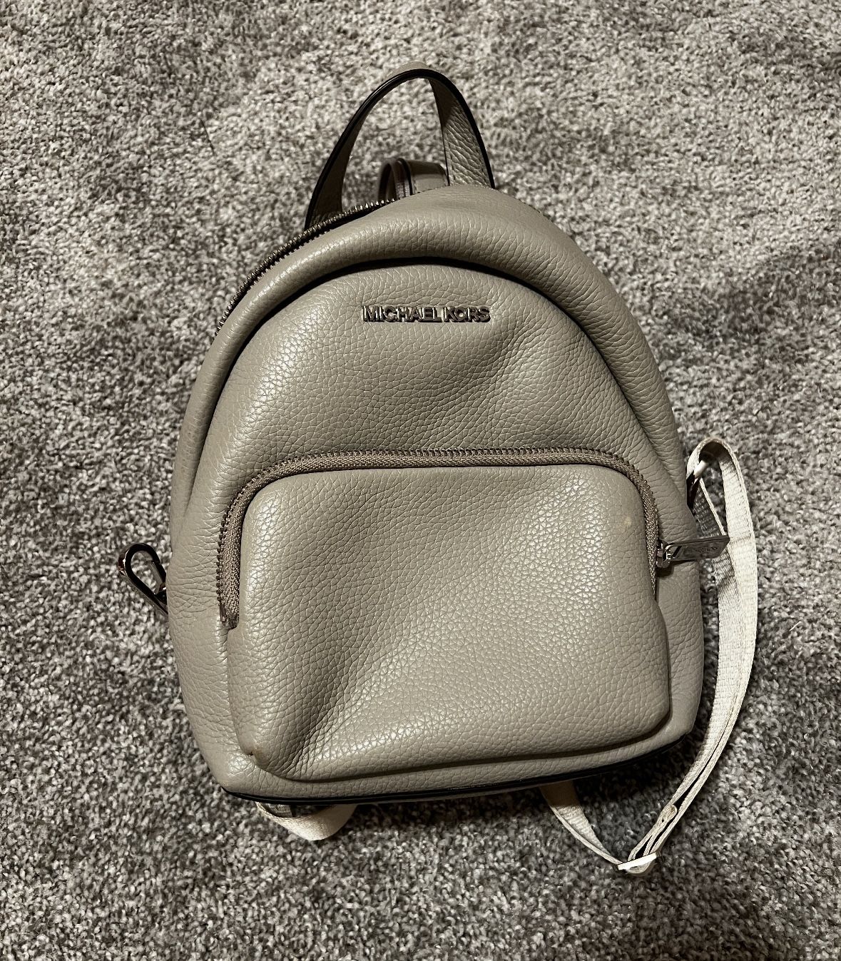 Micheal Kors Pearl Grey Leather Mini Backpack