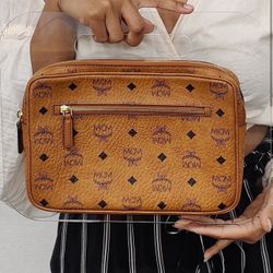 MCM BROWN CLUTCH POUCH BAG PURSE AUTHENTIC