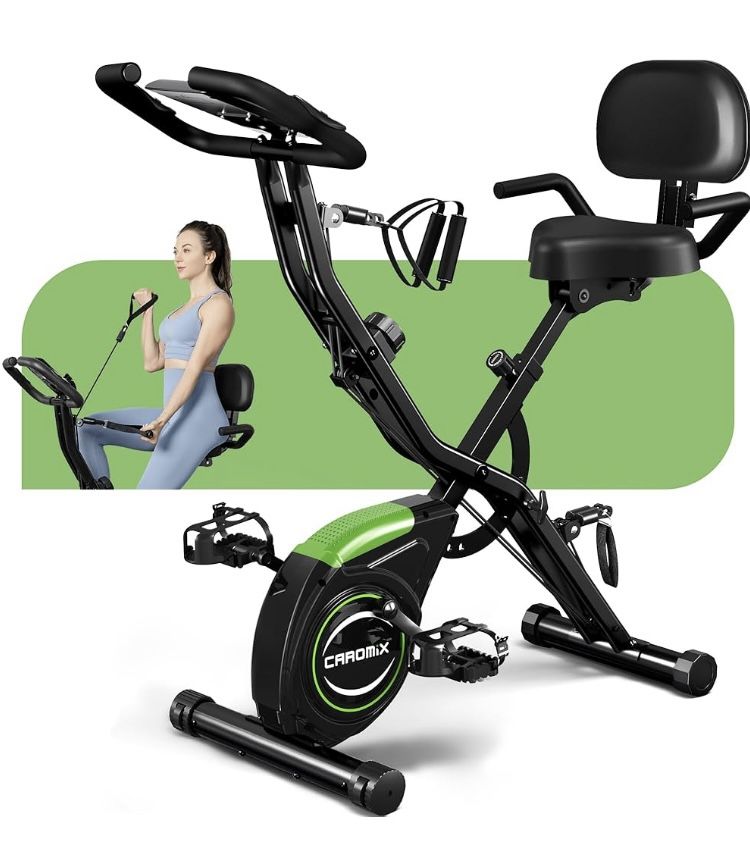 Caromix Folding Exercise Bike, 4 in 1 Black And Green