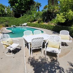 Six Patio Metal Chairs 