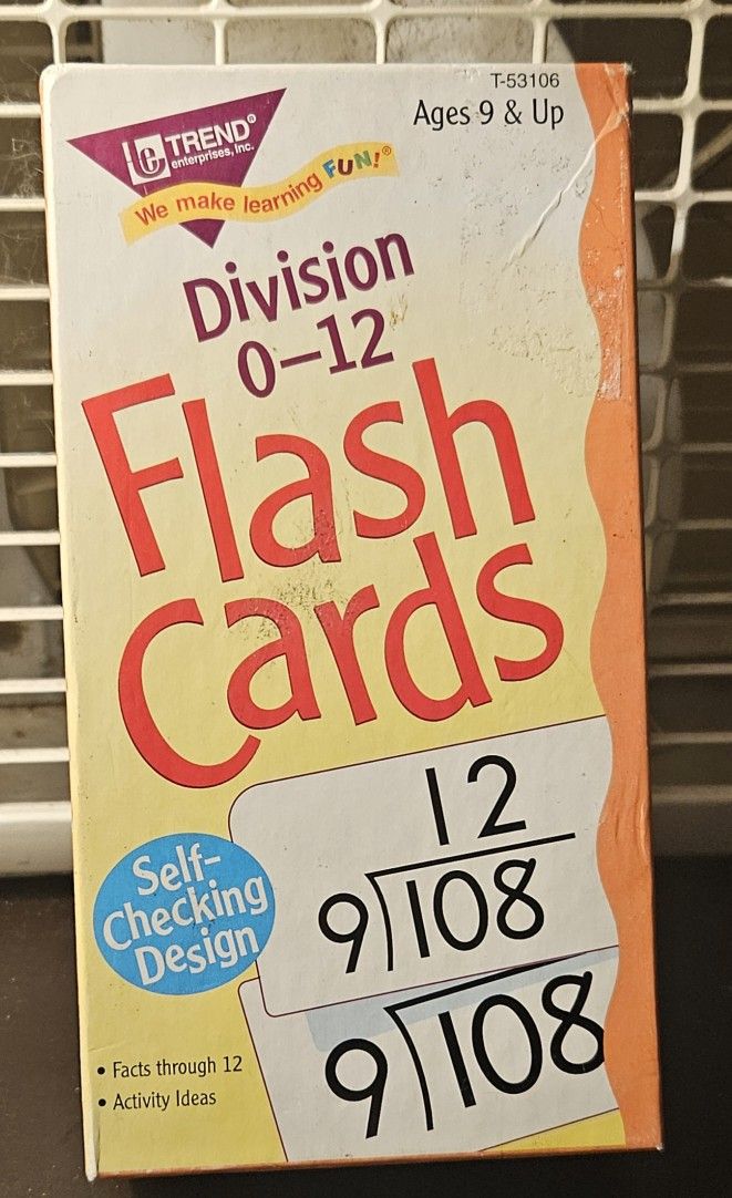 Division 0-12 Flash Cards, Ages 9 & Up -Master Division Facts - Trend Enterprise